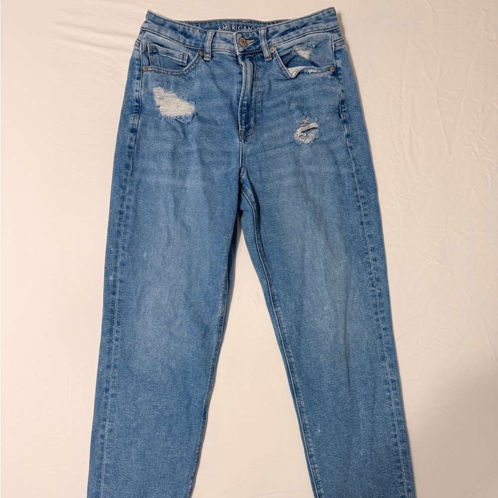 American Eagle Outfitters Light Blue Distressed Straight Leg Jeans